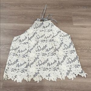 INTERMIX Striped Floral Navy and White Top